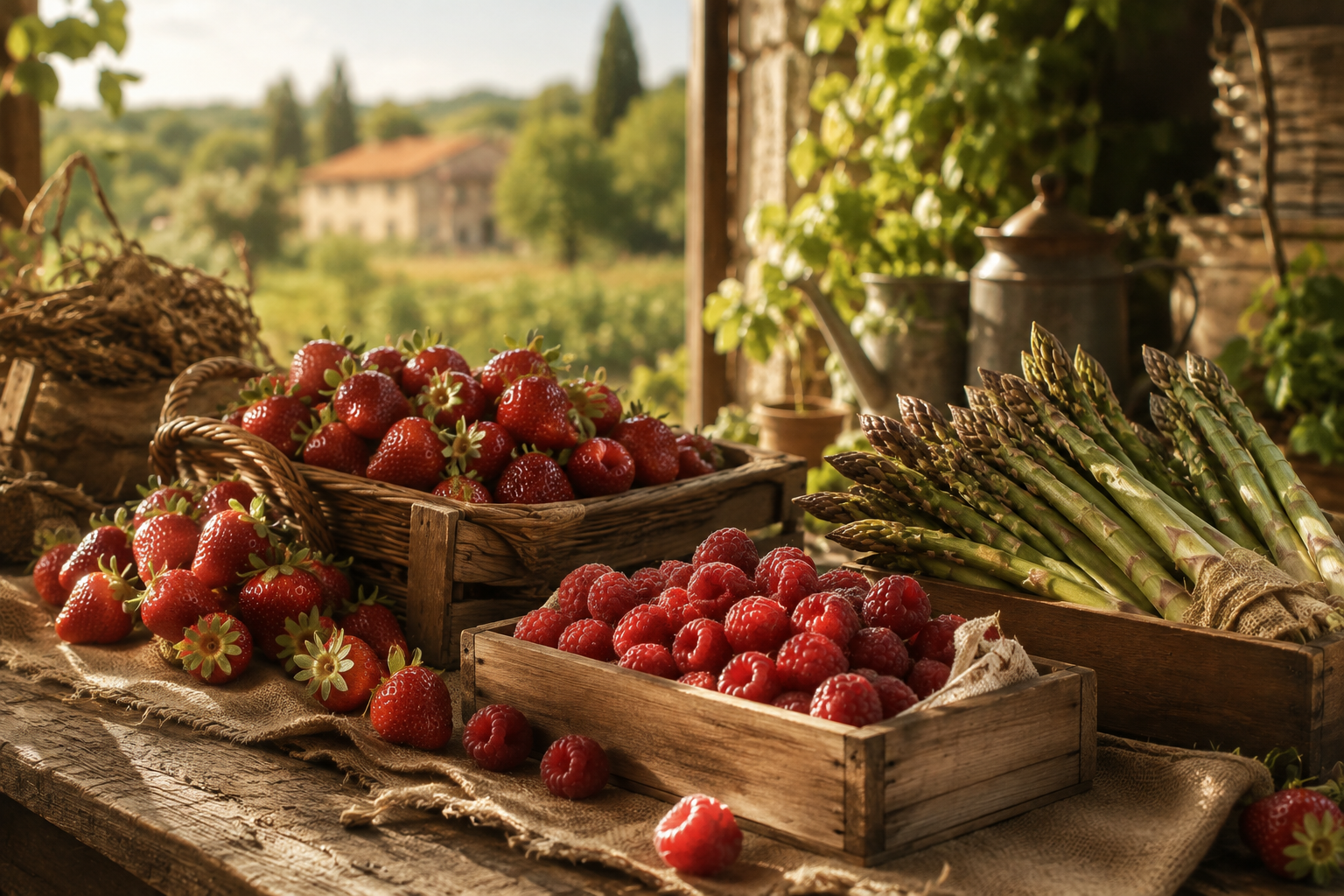 Fraises, framboises et asperges Pulice